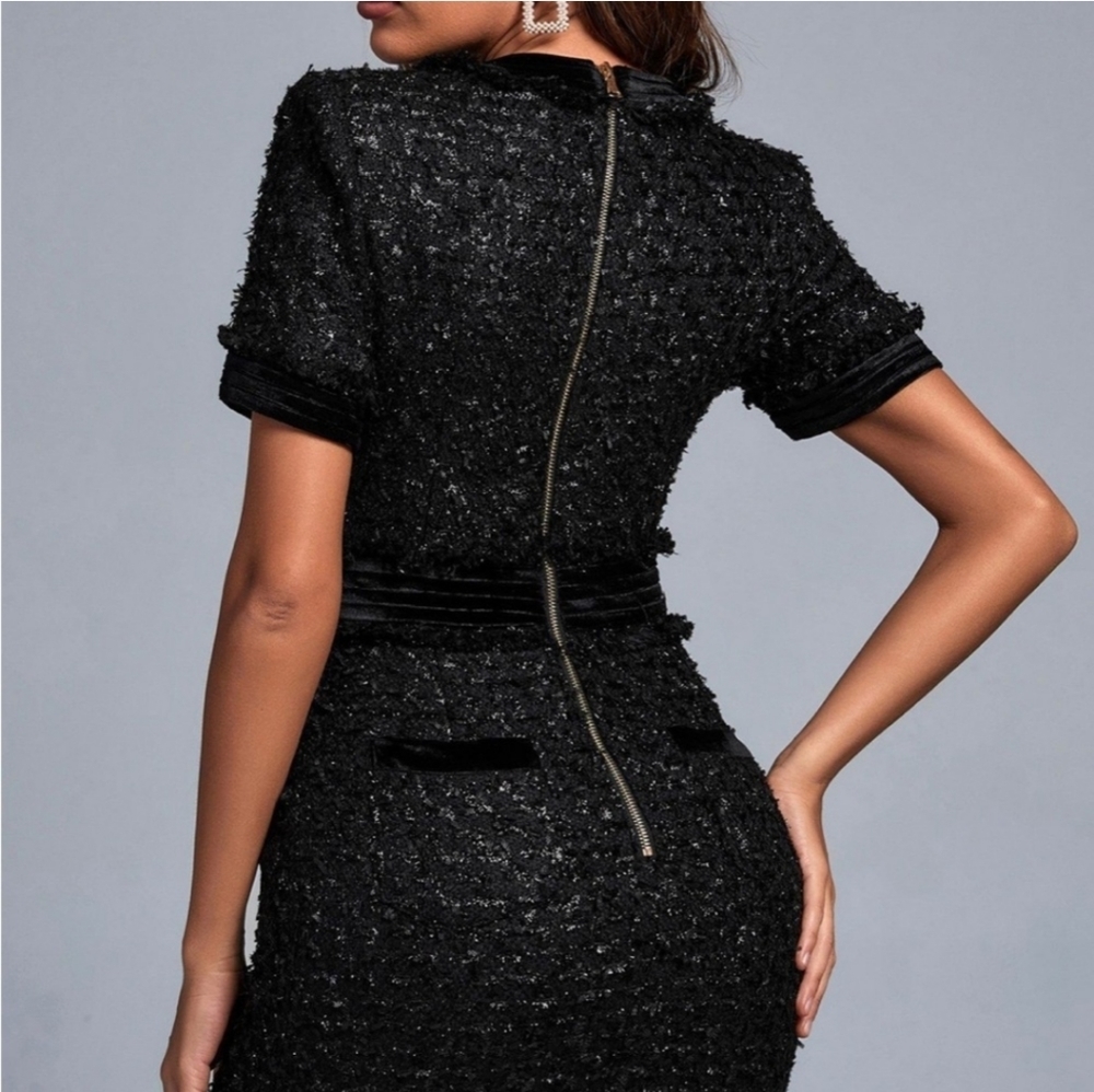 Elegant Black Mini Dress - Picture 3 of 9